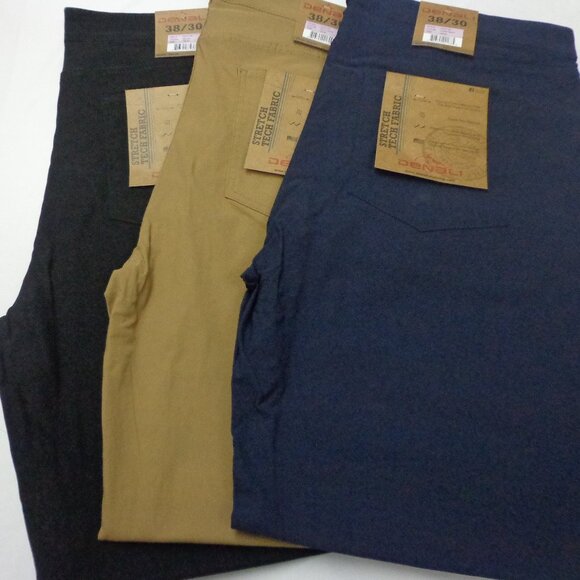 Denali 38-30 Lot of 3 Moccasin Brown Black & Blue Mens Tech Stretch Fabric Pants - Picture 1 of 6